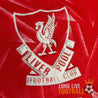 Détail du logo Liverpool FC sur le maillot 89/90