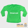 Vue arrière du maillot vert avec flocage Dreamcast au dos sans numéro
