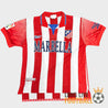 Vue avant complète du maillot Atlético Madrid 1998-1999 avec sponsor Marbella et col rétro