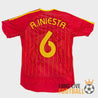 Maillot Espagne Coupe du Monde 2006 flocage Iniesta numéro 6 jaune sur fond rouge