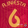 Maillot Espagne domicile 2006 Adidas officiel rouge à rayures jaunes avec flocage Iniesta #6