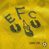 Zoom sur l'écusson brodé EFC du maillot Everton 1990-1991 extérieur
