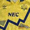 Sponsor NEC et motif éclair du maillot vintage Everton 90-91 Umbro