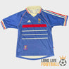 Maillot France Coupe du Monde 1998 version domicile vu de face, taille S, état moyen