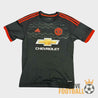 Face avant du maillot third Manchester United 2015-2016 noir, sponsor Chevrolet, Adidas