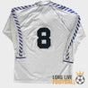 Maillot vintage du Real Madrid 1986/1987 à manches longues de dos avec le numéro 8